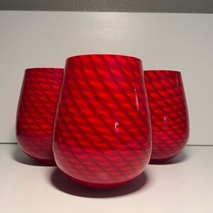 Murano-Style Art Glass Lamp Or Pendant Light Shade Red 6" Tall No Chips/ Cracks